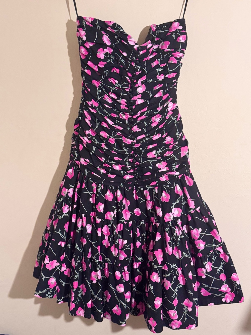 Vintage Lillie Rubin Sleeveless Drop Waist Floral Sweet Pea Mini Dress size 10